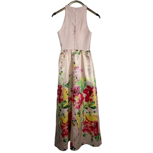 ALFRED SUNG BLUSH BOUQUET SLEEVELESS FLORAL SKIRT MAXI POCKETS BRIDESMAID DRESS - Picture 5 of 14